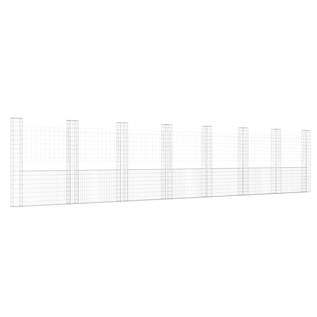 gabionkurv med 8 stolper 860x20x200 cm U-facon jern