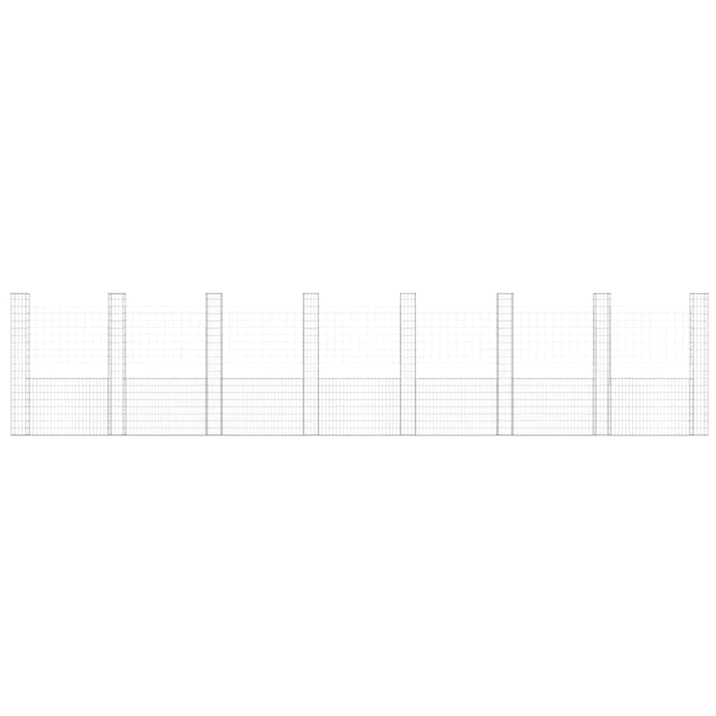 gabionkurv med 8 stolper 860x20x200 cm U-facon jern