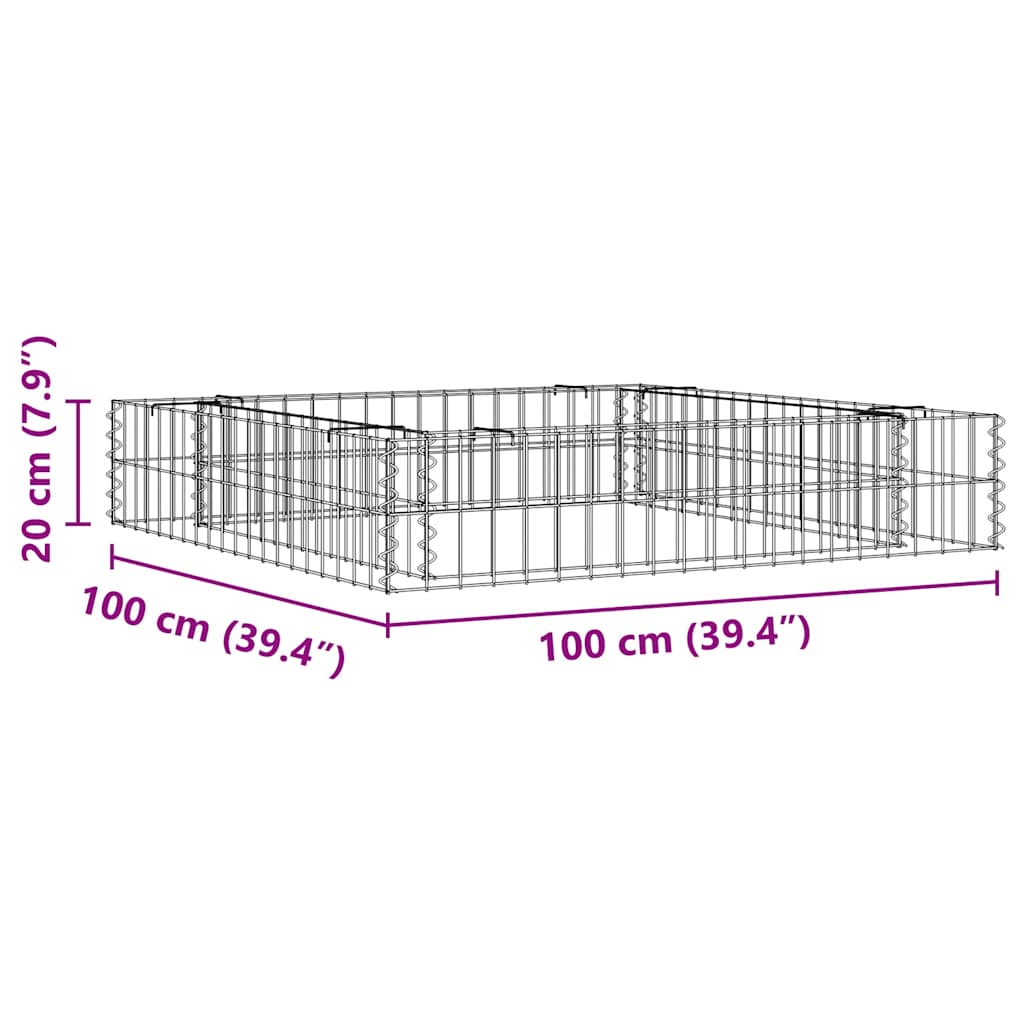 gabion-højbed 100x100x20 cm galvaniseret stål
