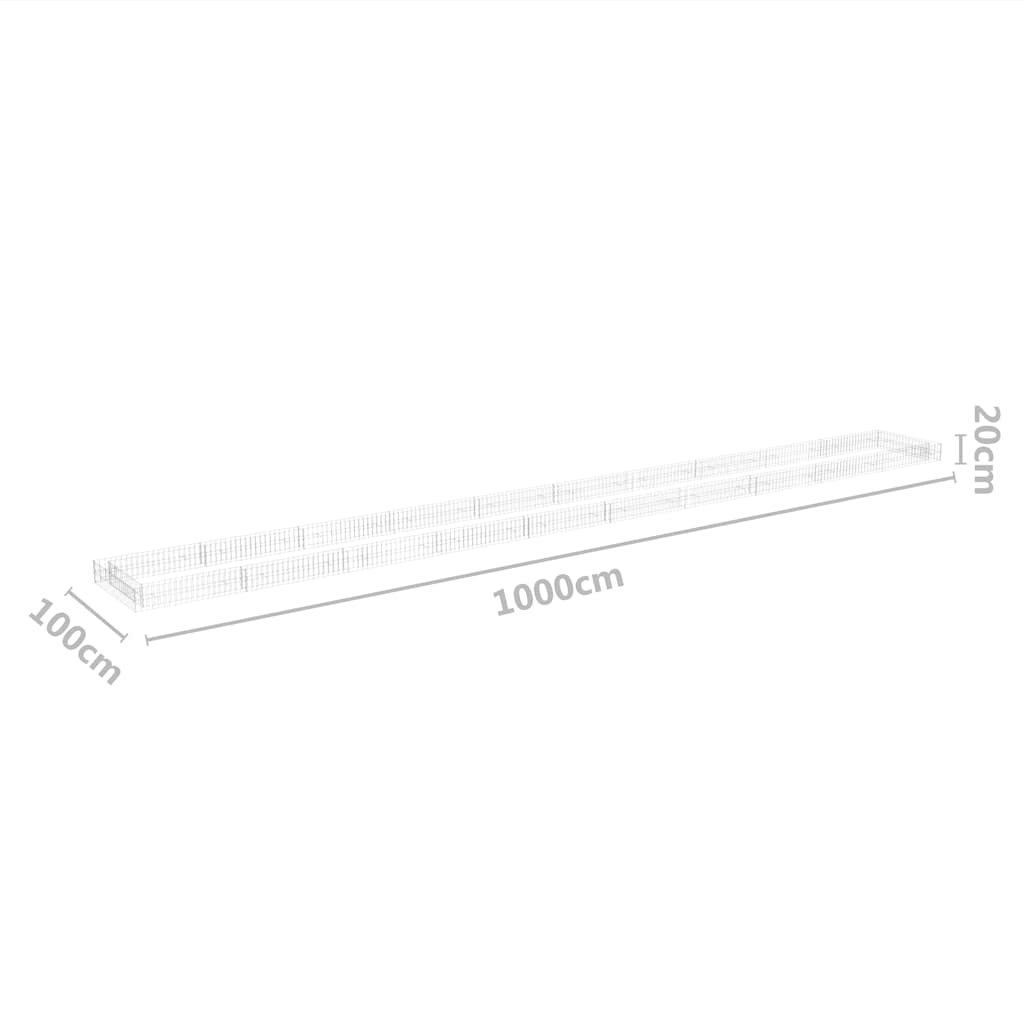 gabion-højbed 1000x100x20 cm galvaniseret stål