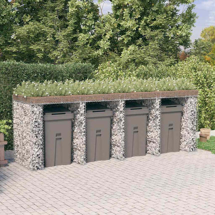 gabionvæg til skraldespand 350x91x120 cm galvaniseret jern