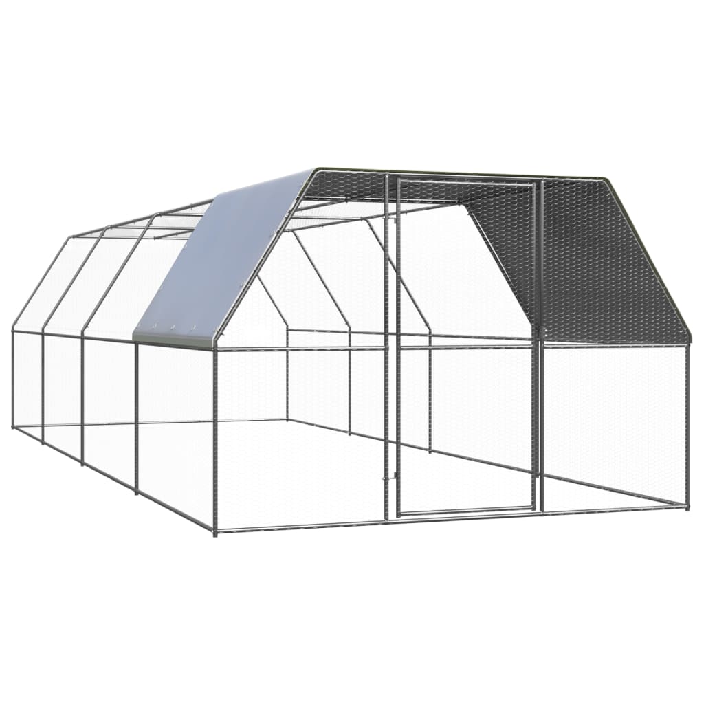 udendørs hønsegård 3x8x2 m galvaniseret stål
