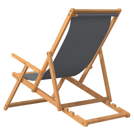 foldbar strandstol massivt teaktræ grå