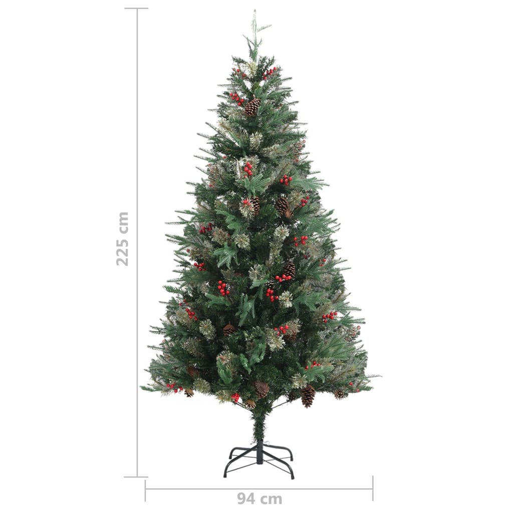 juletræ med grankogler 225 cm PVC & PE grøn
