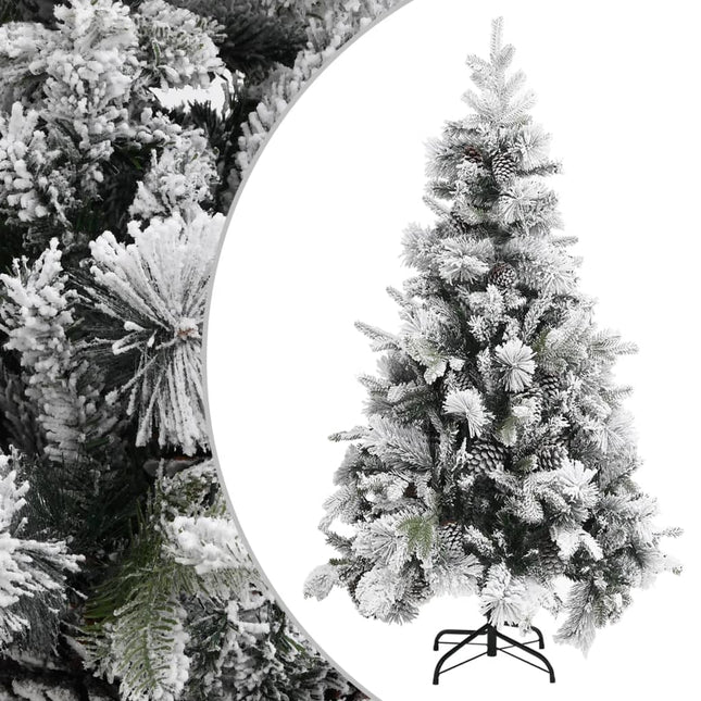 juletræ med puddersne og grankogler 195 cm PVC & PE