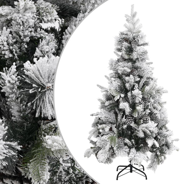 juletræ med puddersne og grankogler 225 cm PVC & PE