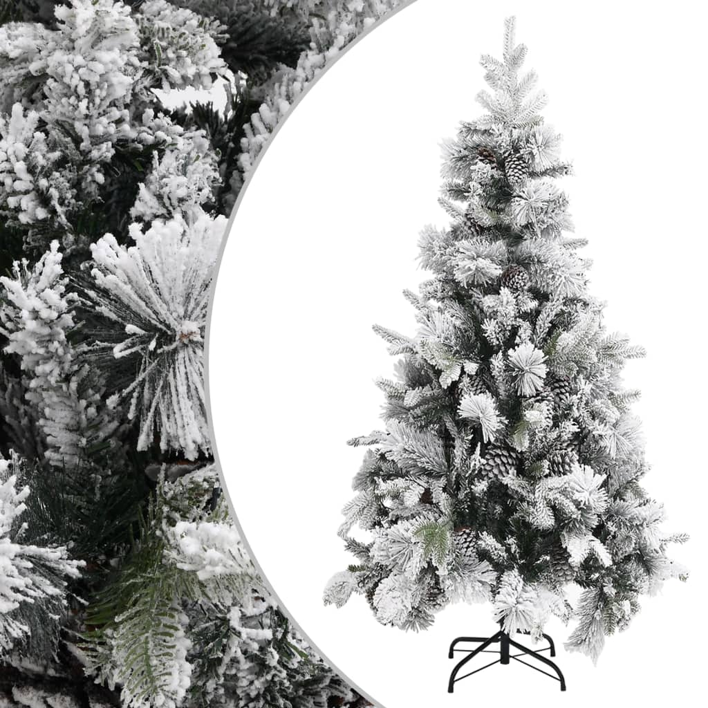 juletræ med puddersne og grankogler 225 cm PVC & PE