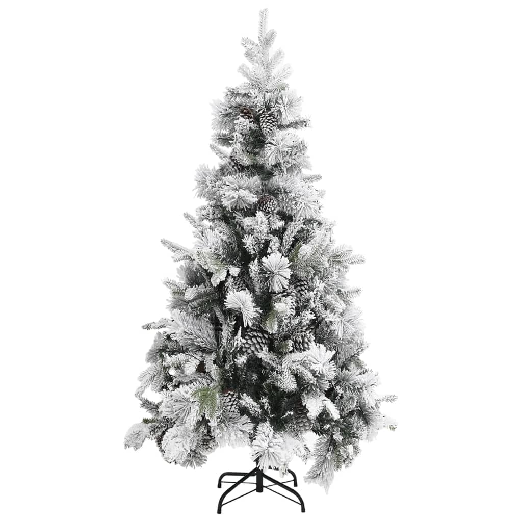 juletræ med puddersne og grankogler 225 cm PVC & PE