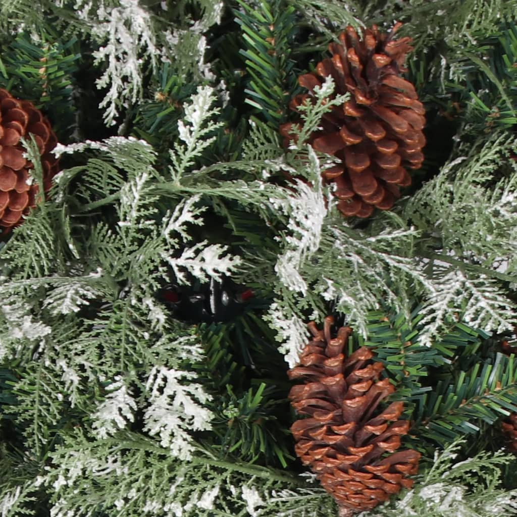 juletræ med grankogler og lys PVC og PE 225 cm grøn og hvid