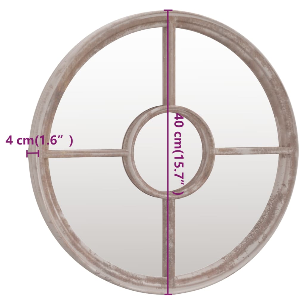 havespejl 40x4 cm rundt jern sandfarvet