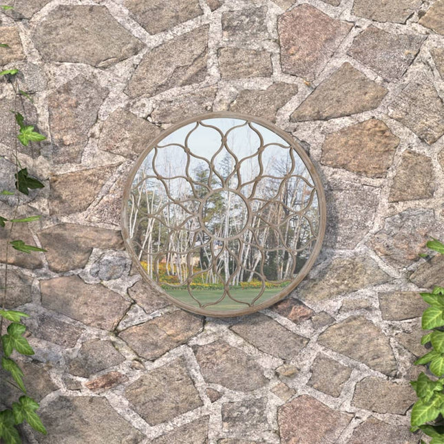 havespejl 60x3 cm rundt jern sandfarvet
