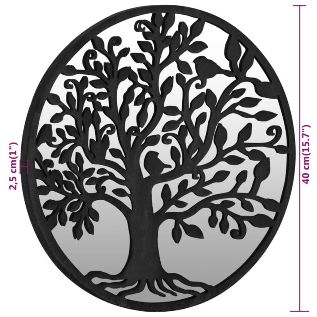 havespejl 40x2,5 cm rundt jern sort