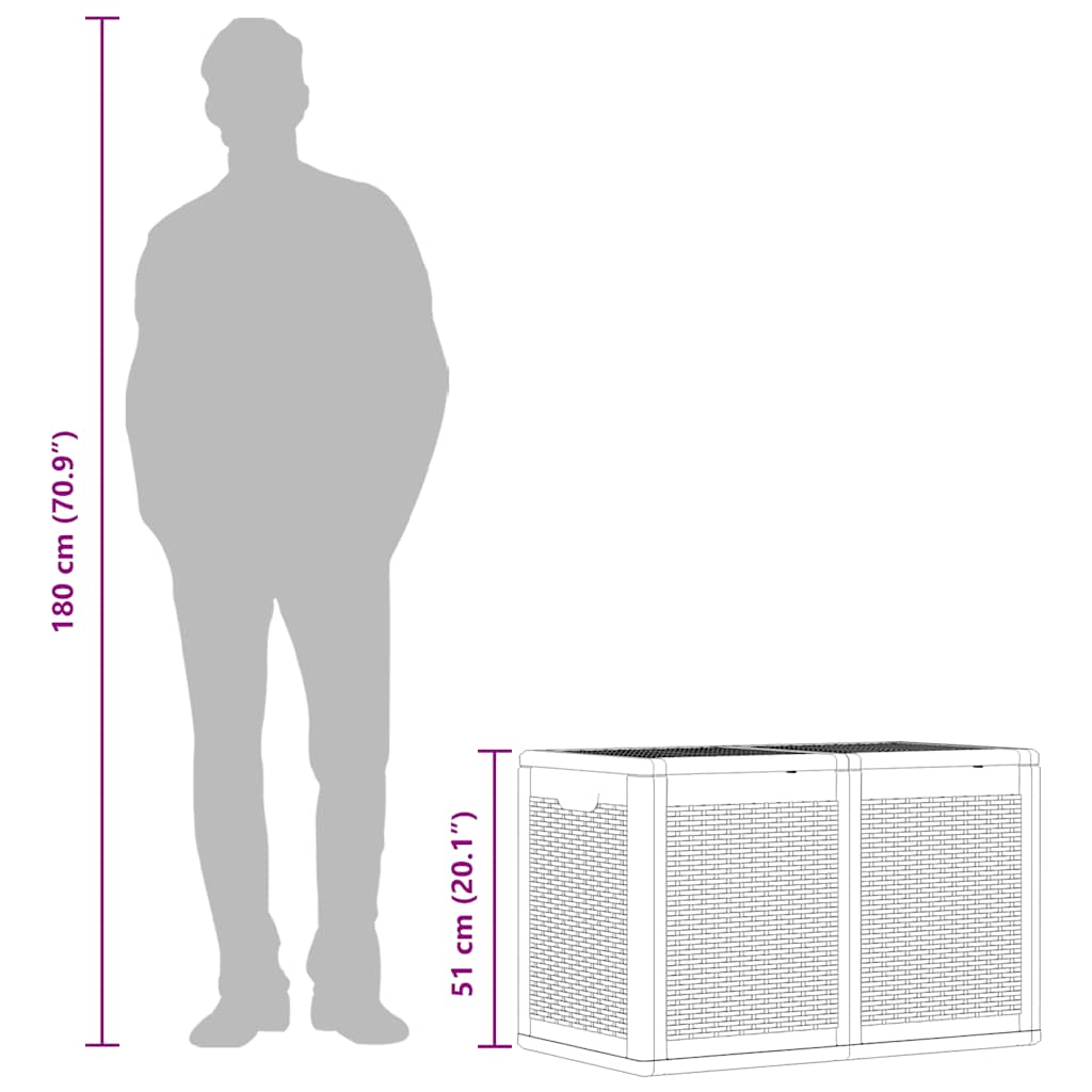 opbevaringsboks til haven 180 l PP-rattan sort