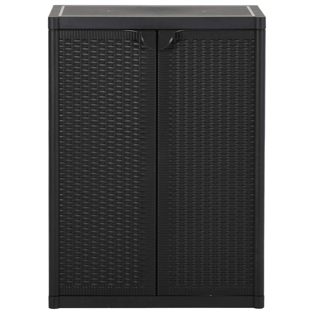 opbevaringsskab til haven 65x45x88 cm PP-rattan sort