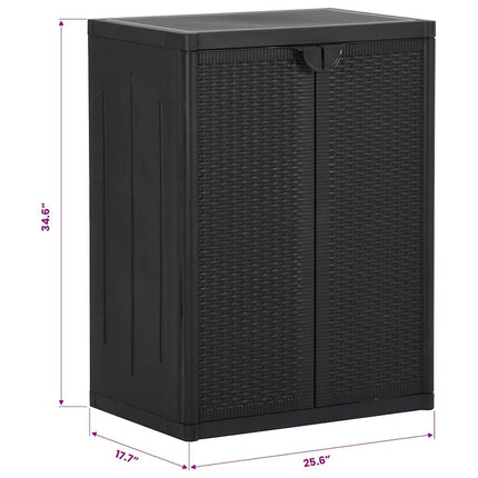 opbevaringsskab til haven 65x45x88 cm PP-rattan sort