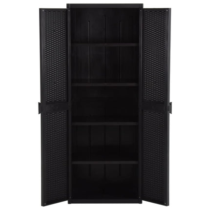 opbevaringsskab til haven 65x45x172 cm polyrattan sort