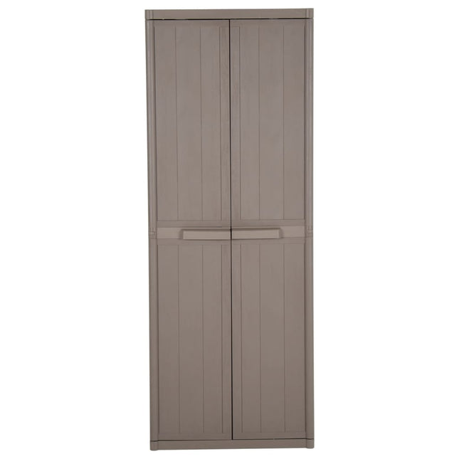 opbevaringsskab til haven 65x45x172 cm PP trælook brun