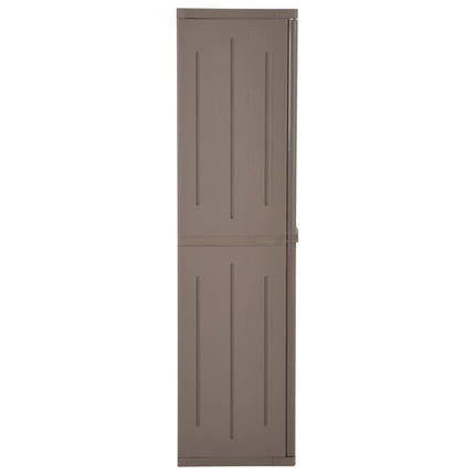 opbevaringsskab til haven 65x45x172 cm PP trælook brun
