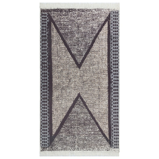 gulvtæppe 120x180 cm bomuld sort og grå