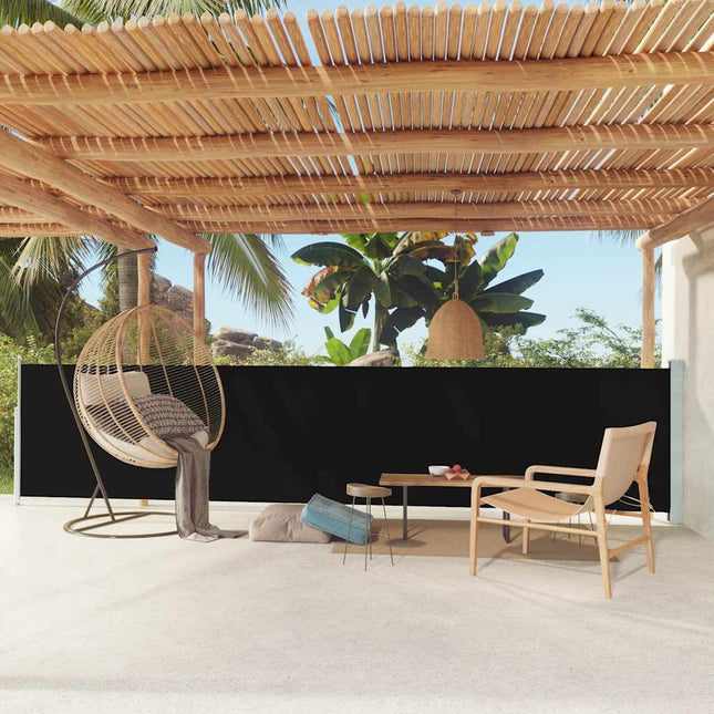 sammenrullelig sidemarkise til terrassen 117x600 cm sort