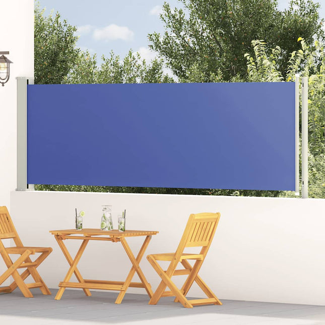 sammenrullelig sidemarkise til terrassen 117x614 cm blå