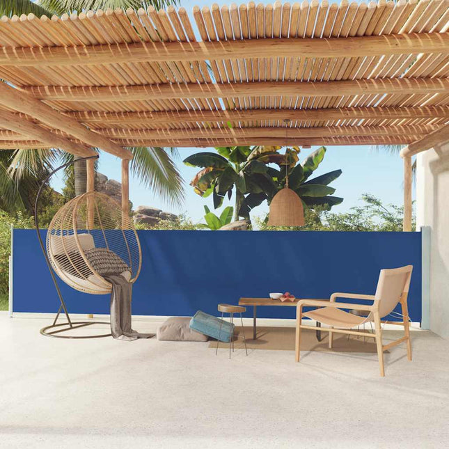 sammenrullelig sidemarkise til terrassen 117x600 cm blå