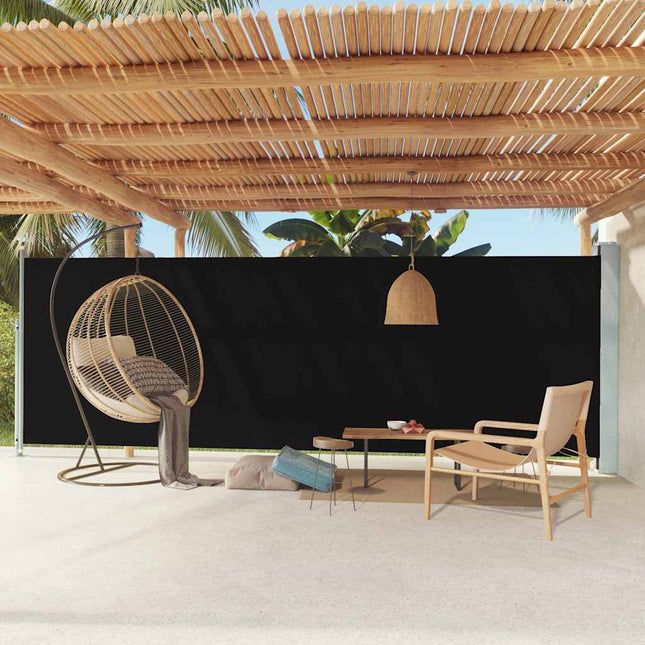 sammenrullelig sidemarkise til terrassen 180x600 cm sort