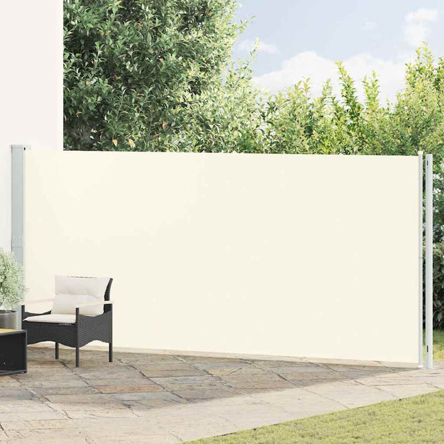 sammenrullelig sidemarkise til terrassen 180x600 cm cremefarvet