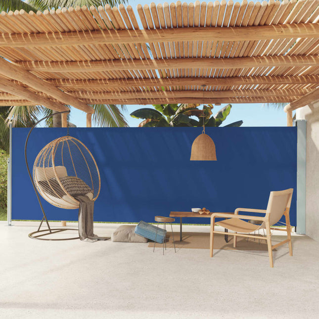 sammenrullelig sidemarkise til terrassen 180x600 cm blå
