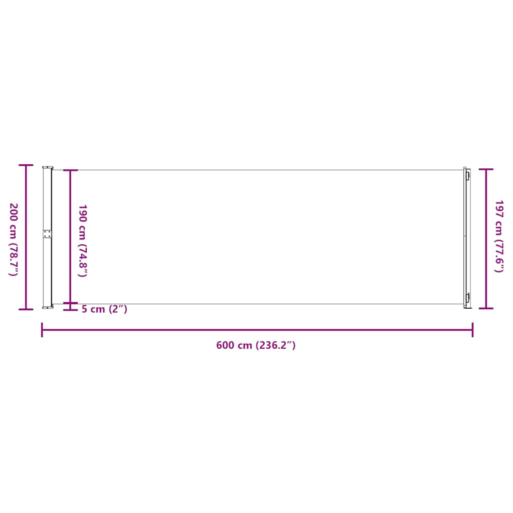 sammenrullelig sidemarkise til terrassen 200x600 cm cremefarvet