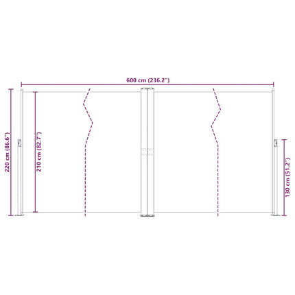 sammenrullelig sidemarkise 200x600 cm blå