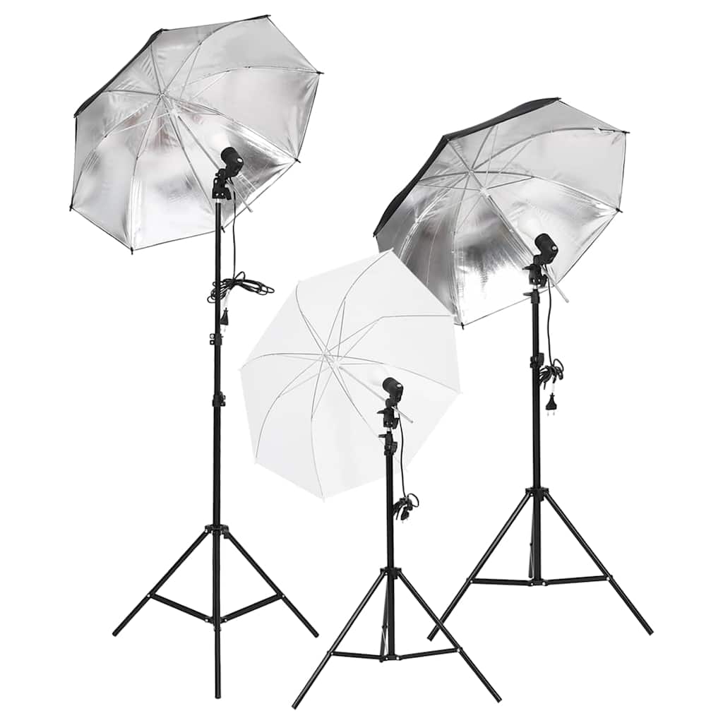 belysningssæt til fotostudio med stativer og paraplyer