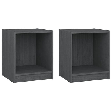 sengeborde 2 stk. 35,5x33,5x41,5 cm massivt fyrretræ sort grå