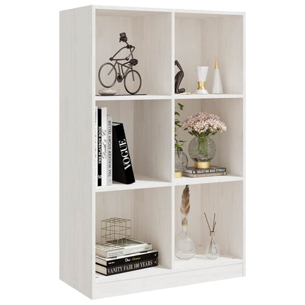 bogreol 70x33x110 cm massivt fyrretræ hvid