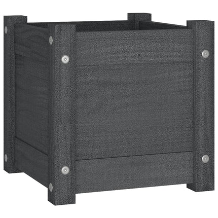 plantekasser 2 stk. 31x31x31 cm massivt fyrretræ grå