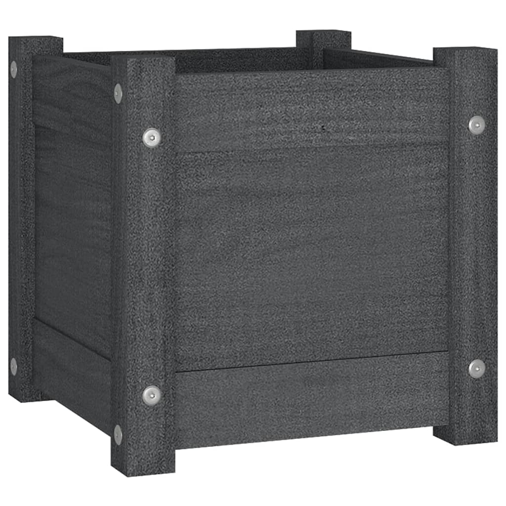 plantekasser 2 stk. 31x31x31 cm massivt fyrretræ grå