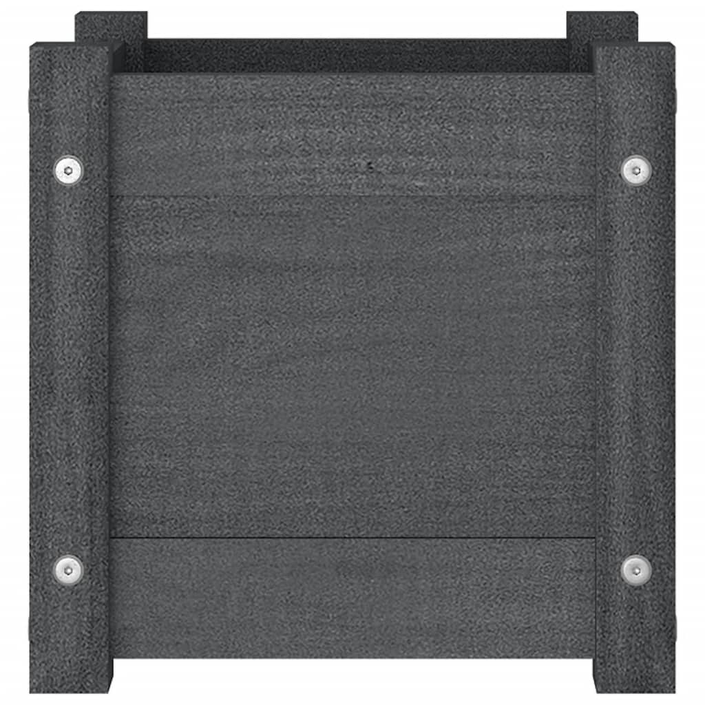 plantekasser 2 stk. 31x31x31 cm massivt fyrretræ grå