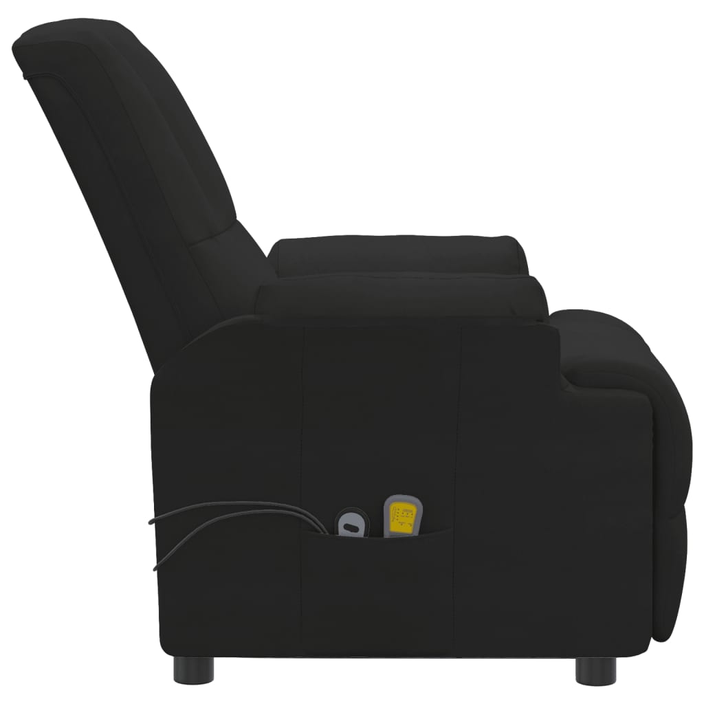 massagestol med løftefunktion imiteret ruskind sort