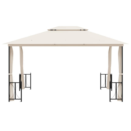 pavillon med sidevægge og dobbelttag 3x4 m cremefarvet
