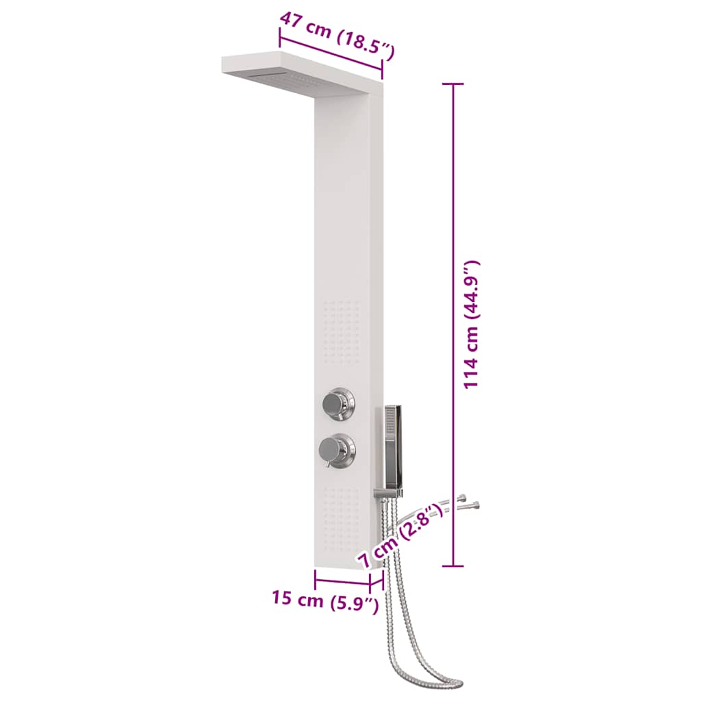 brusepanel aluminium hvid