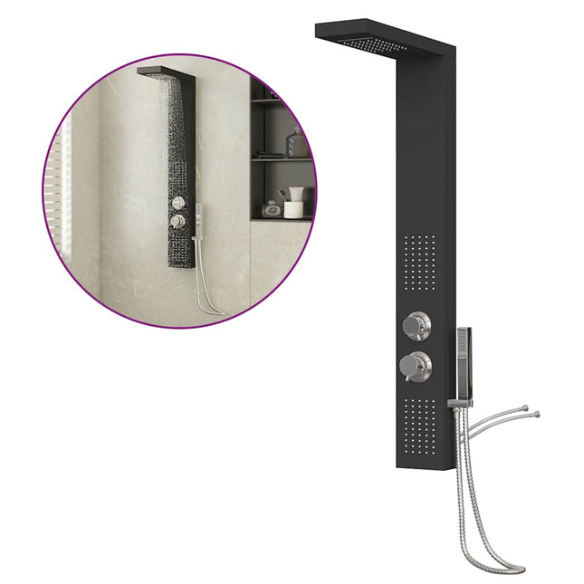 brusepanel aluminium sort