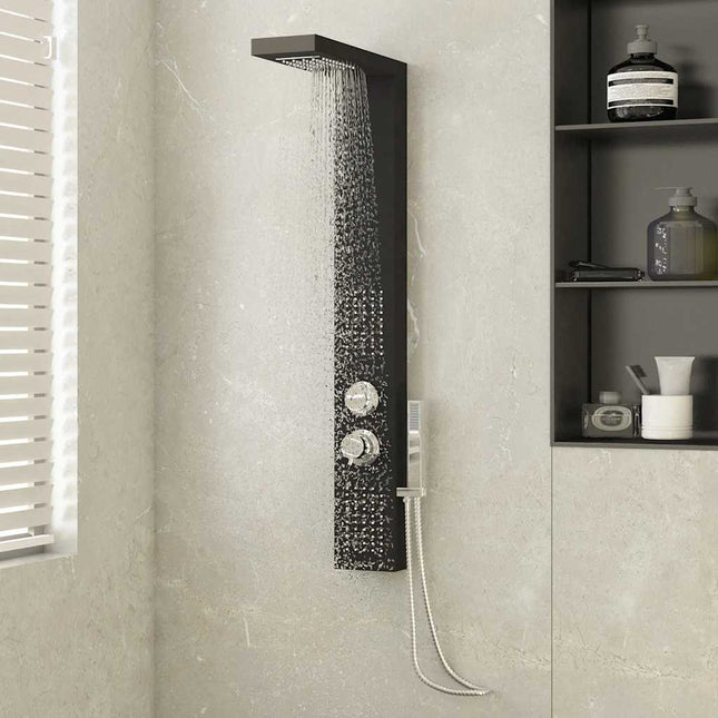 brusepanel aluminium sort