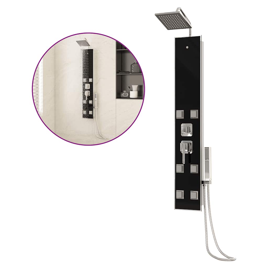 brusepanel 18x45,5x130 cm glas sort