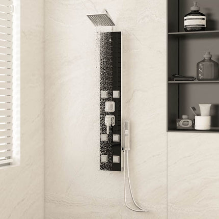 brusepanel 18x45,5x130 cm glas sort