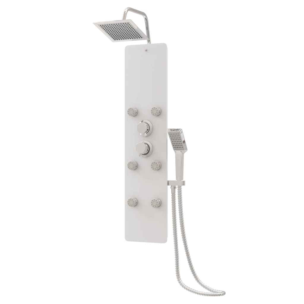 brusepanel 25x47,5x130 cm glas hvid