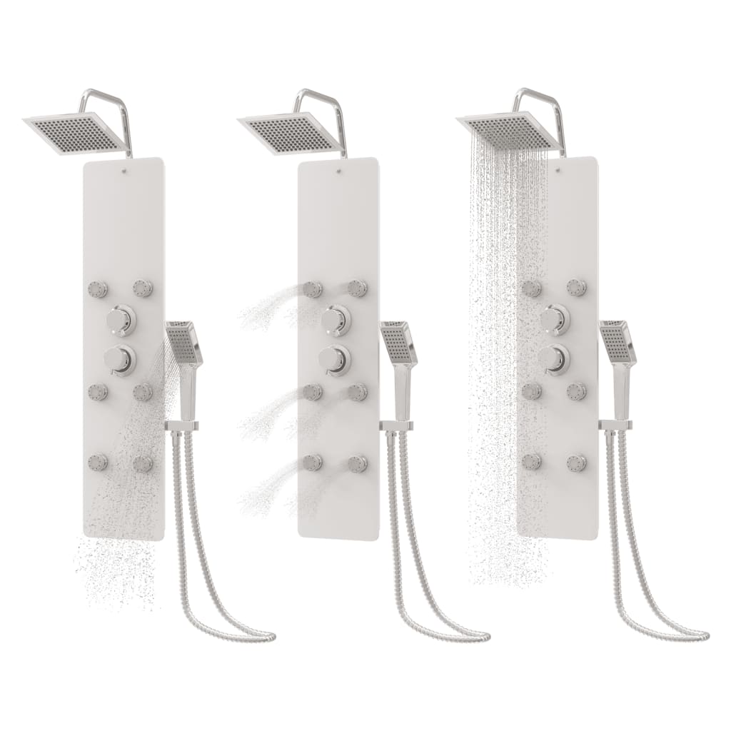 brusepanel 25x47,5x130 cm glas hvid