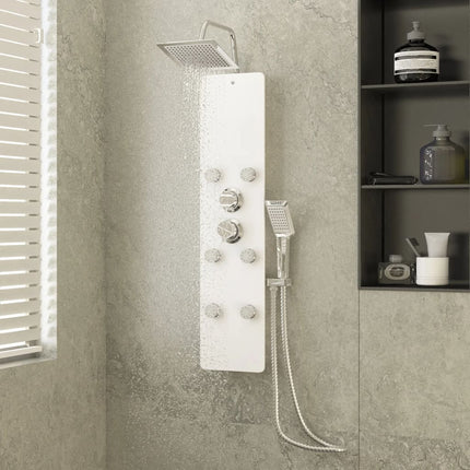 brusepanel 25x47,5x130 cm glas hvid