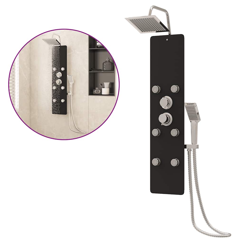 brusepanel 25x47,5x130 cm glas sort