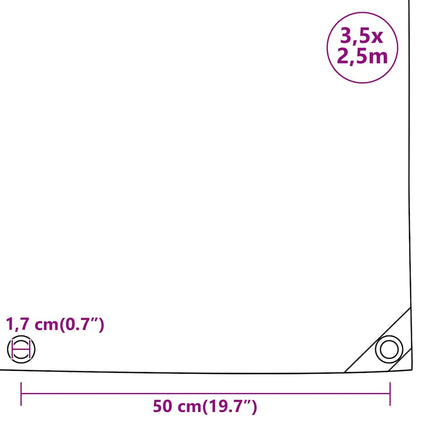 presenning 3,5x2,5 m 650 g/m² sort