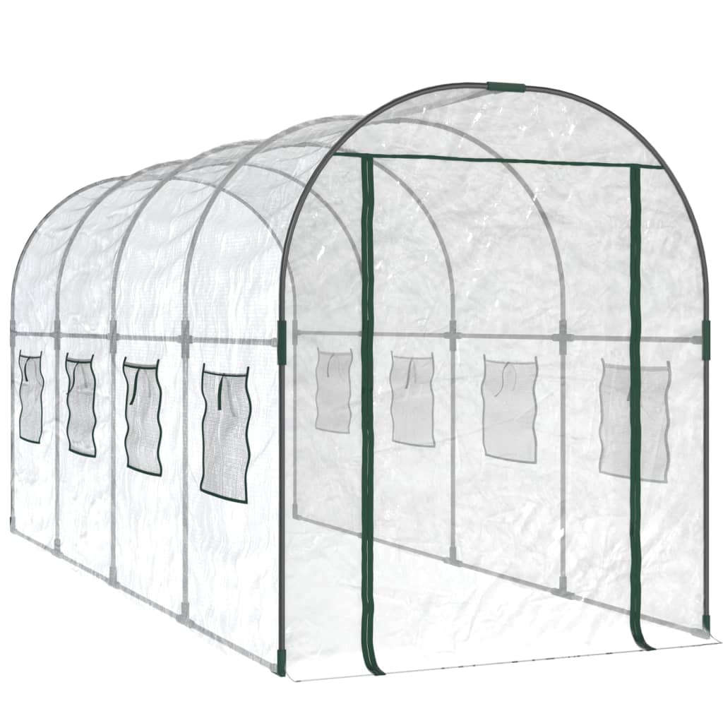 drivhus 160x400x190 cm PVC og pulverlakeret stål transparent